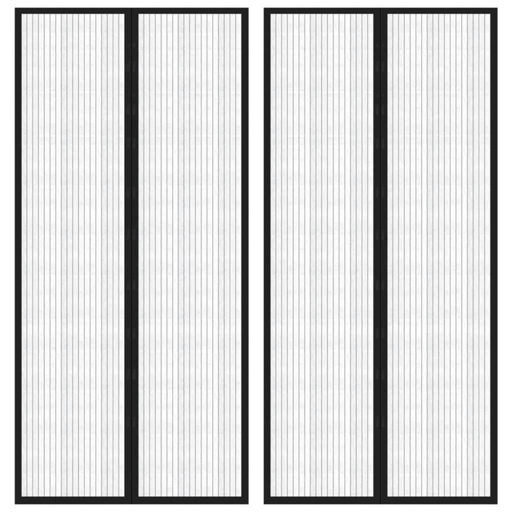 vidaXL Fliegengitter-Türvorhänge 2 Stk. Magnet Schwarz 220x110 cm