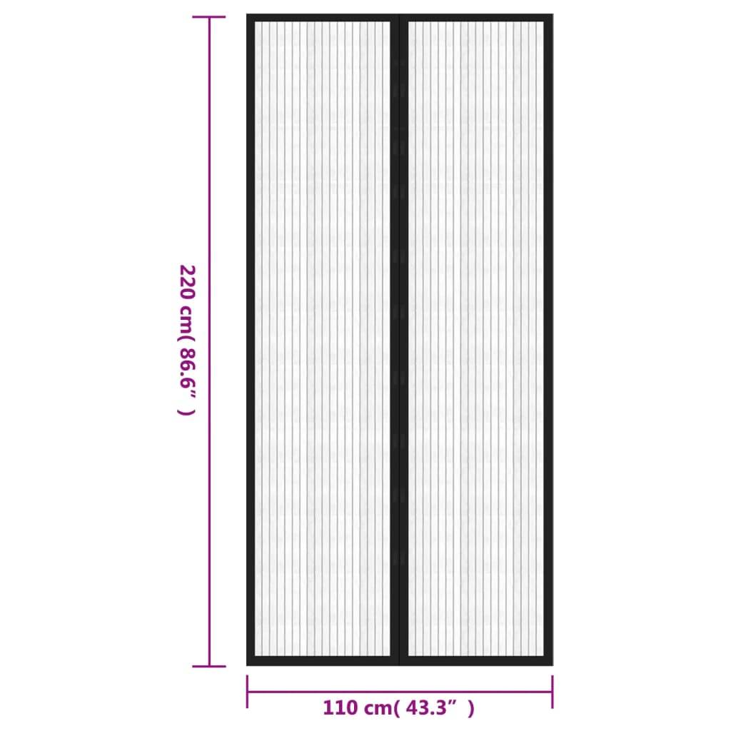 vidaXL Fliegengitter-Türvorhänge 2 Stk. Magnet Schwarz 220x110 cm