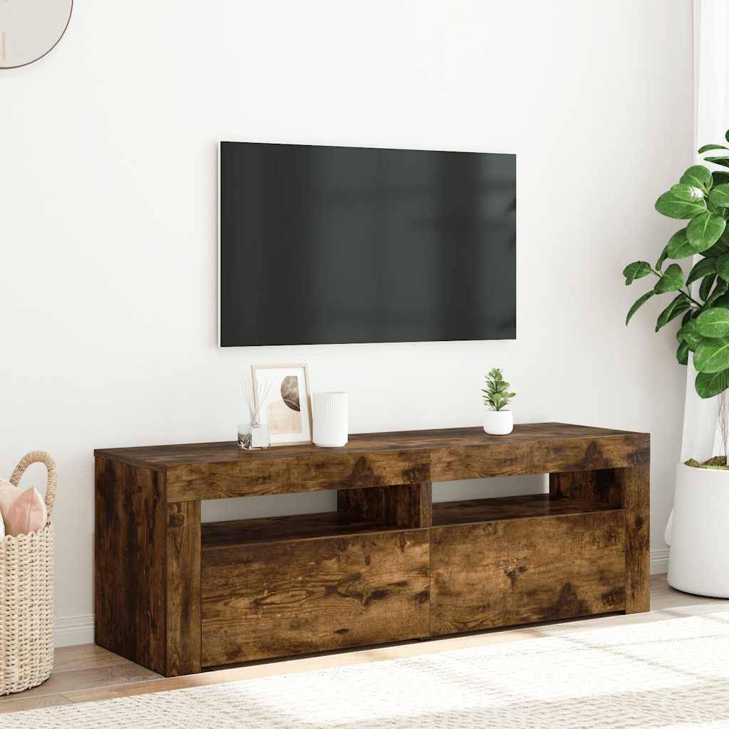 vidaXL TV-Schrank mit LED-Leuchten Räuchereiche 120x35x40 cm