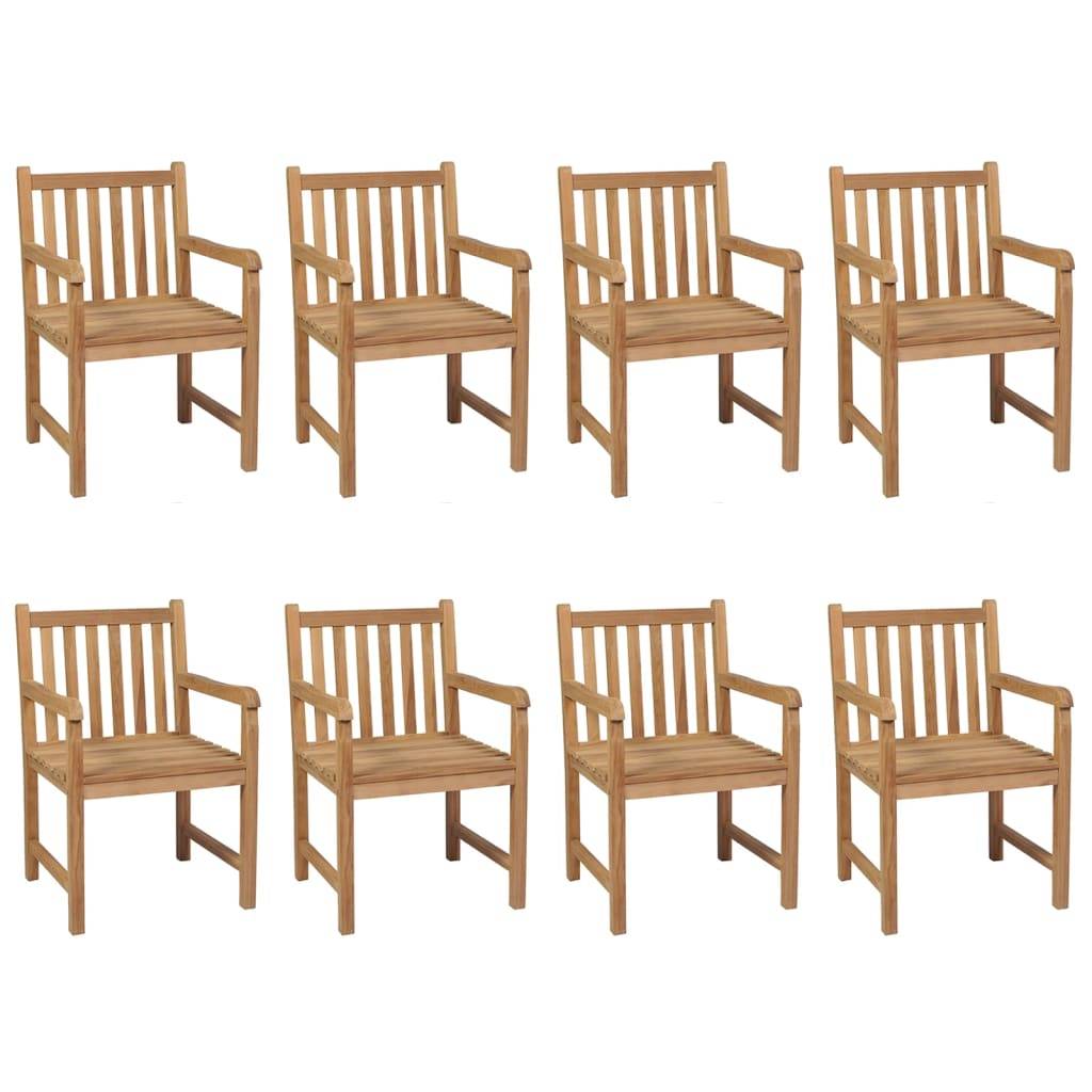 vidaXL Gartenstühle 8 Stk. mit Taupe Kissen Massivholz Teak