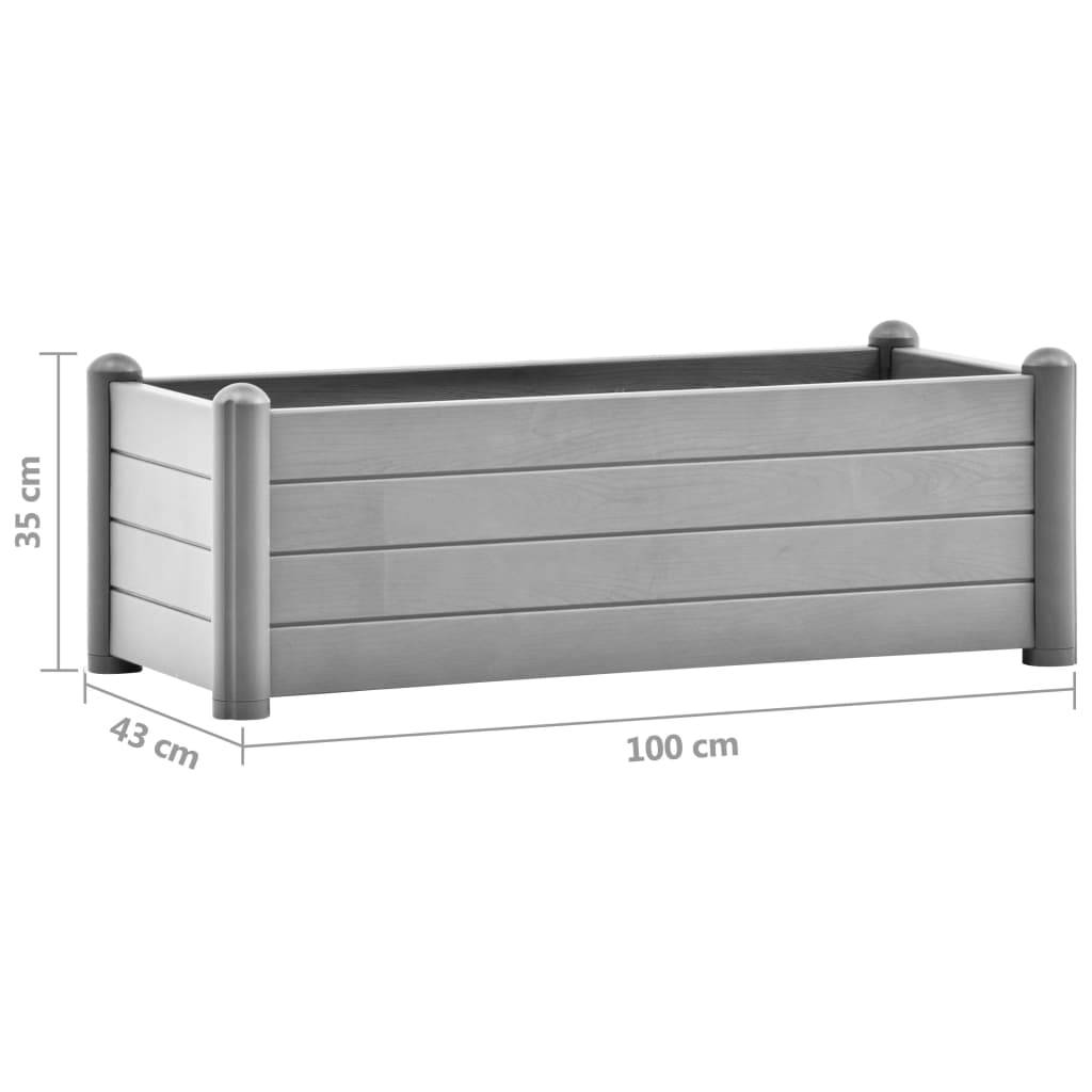 vidaXL Garten-Hochbeet PP Steingrau 100x43x35 cm