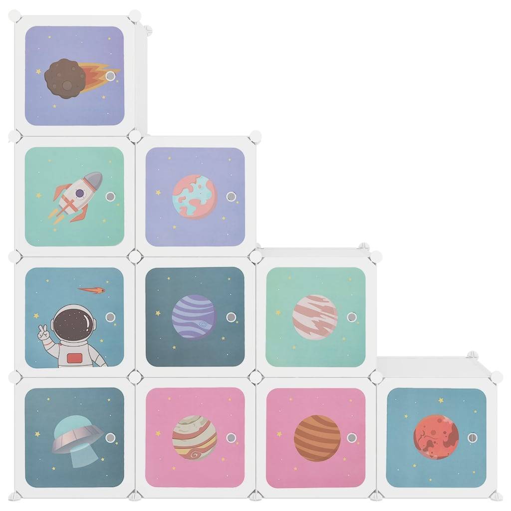 vidaXL Kinderschrank Modular mit 10 Würfeln Weiß PP