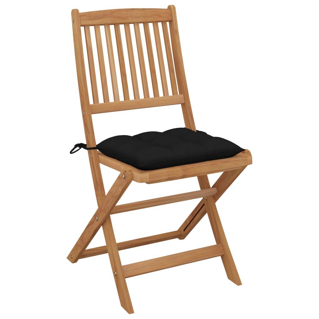 vidaXL Klappbare Gartenstühle 6 Stk. mit Kissen Massivholz Akazie