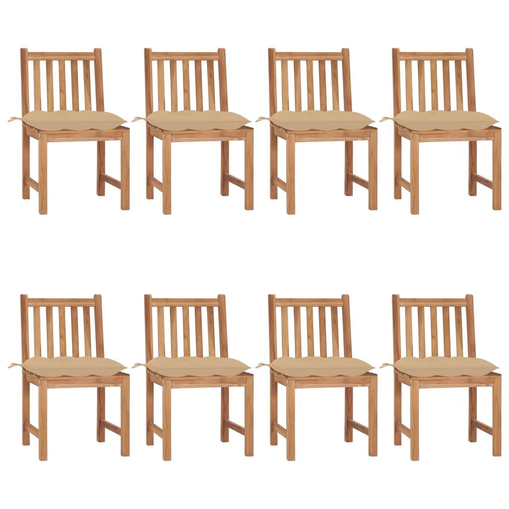 vidaXL Gartenstühle 8 Stk. mit Kissen Massivholz Teak