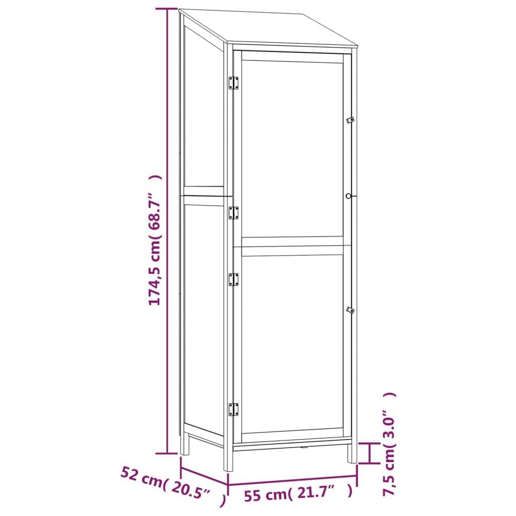 vidaXL Geräteschuppen 55x52x174,5 cm Massivholz Tanne