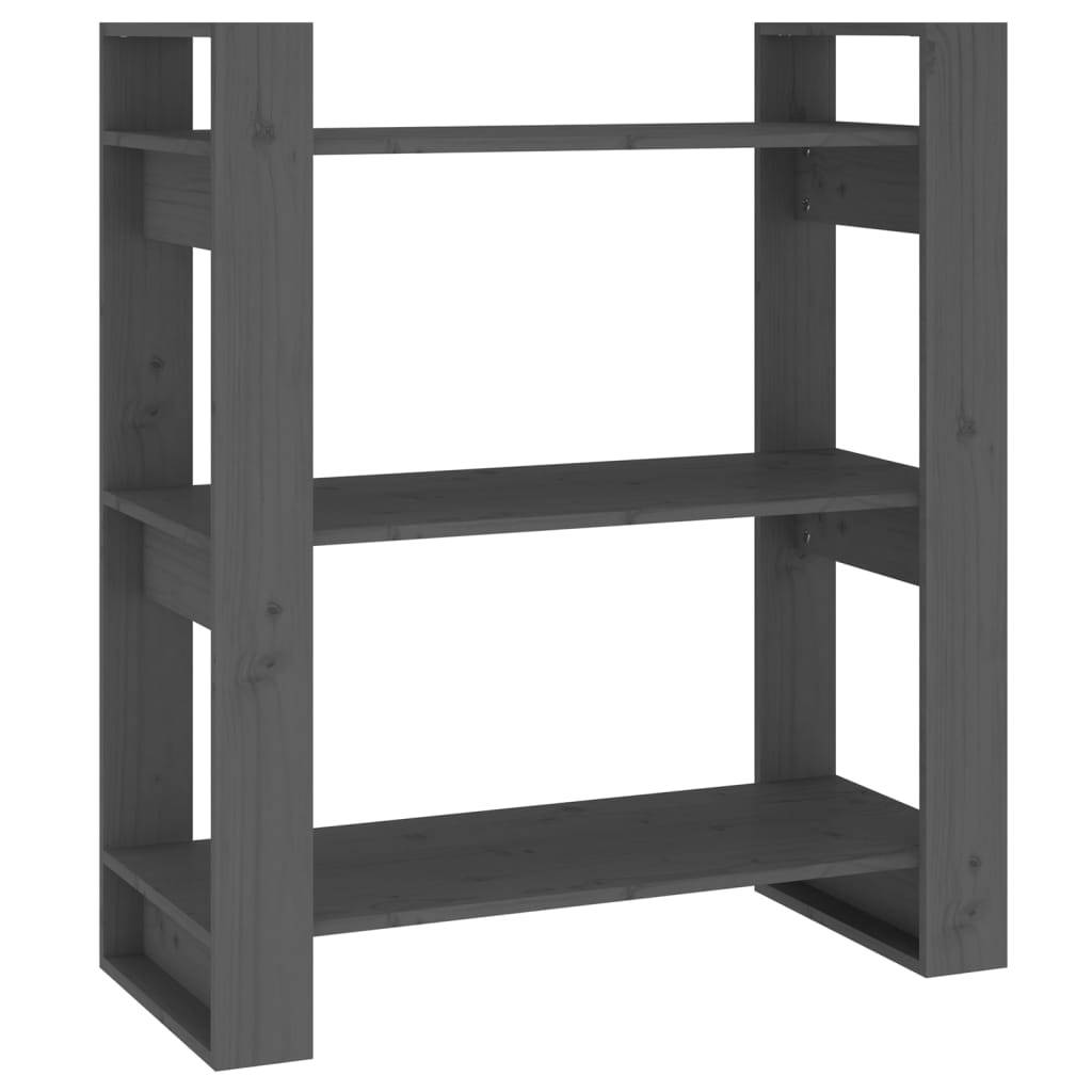vidaXL Bücherregal/Raumteiler Grau 80x35x91 cm Massivholz Kiefer