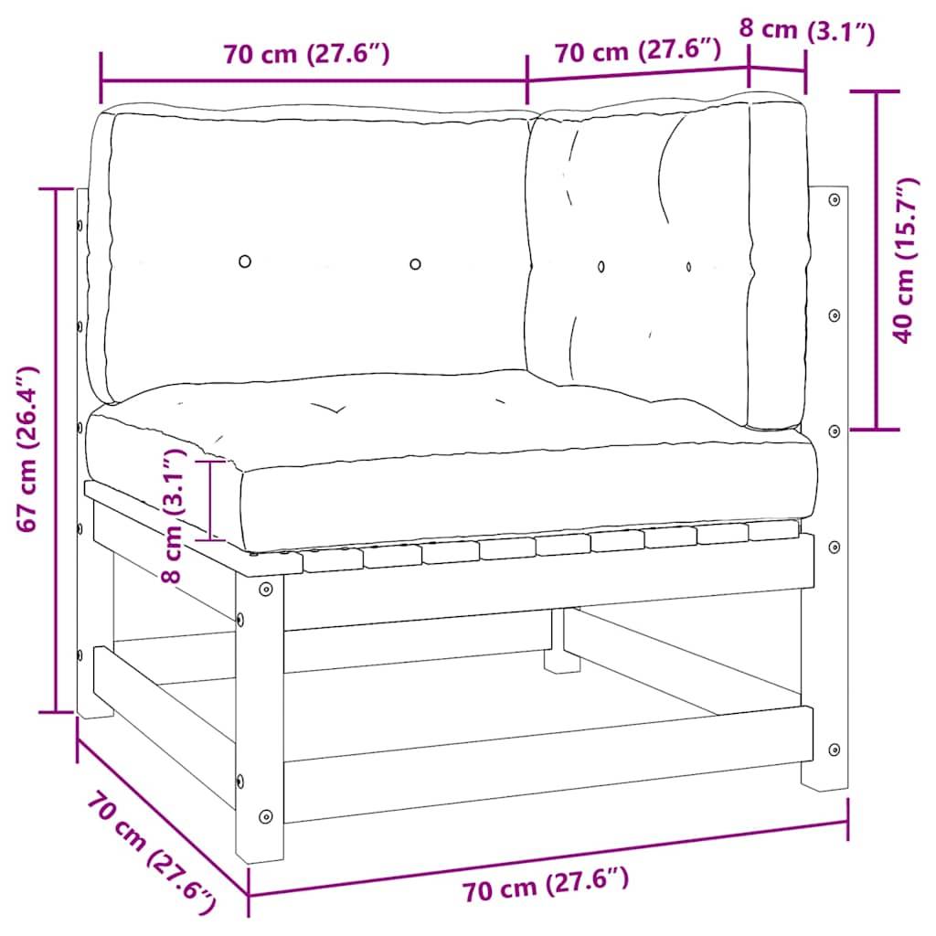 vidaXL Gartensofa 2-Sitzer mit Kissen Kiefer Massivholz Weiß