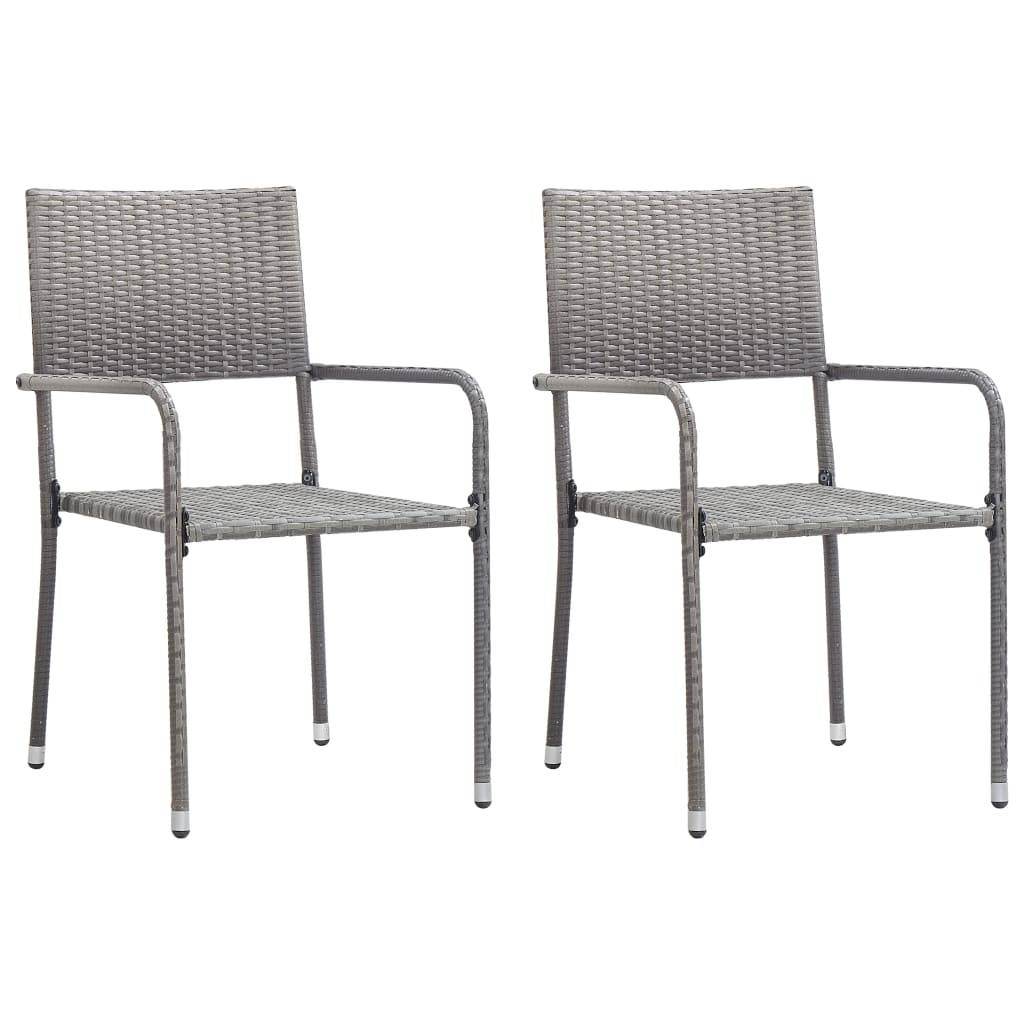 vidaXL 3-tlg. Garten-Essgruppe Poly Rattan Anthrazit und Grau