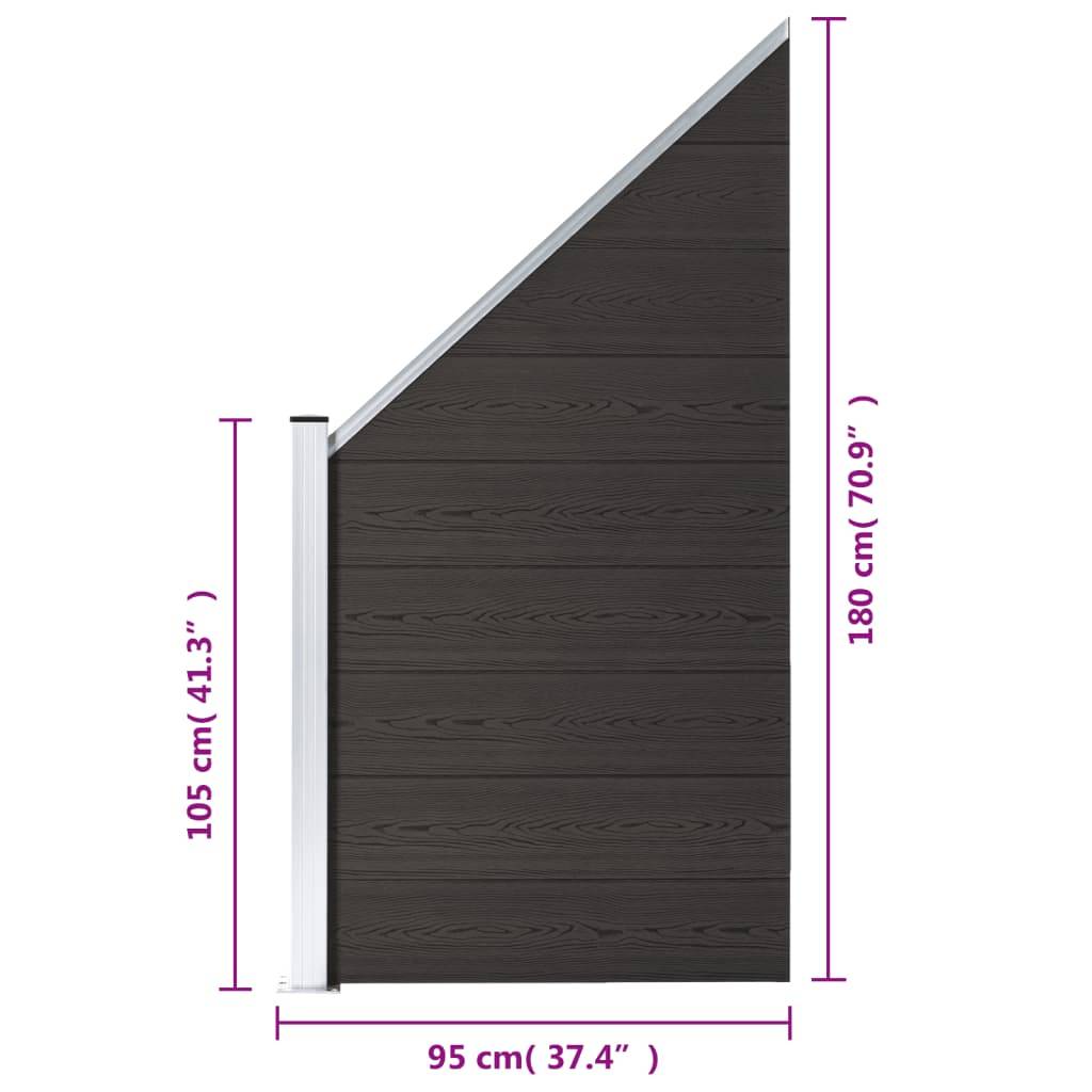 vidaXL Zaunelement WPC 95x(105-180) cm Schwarz