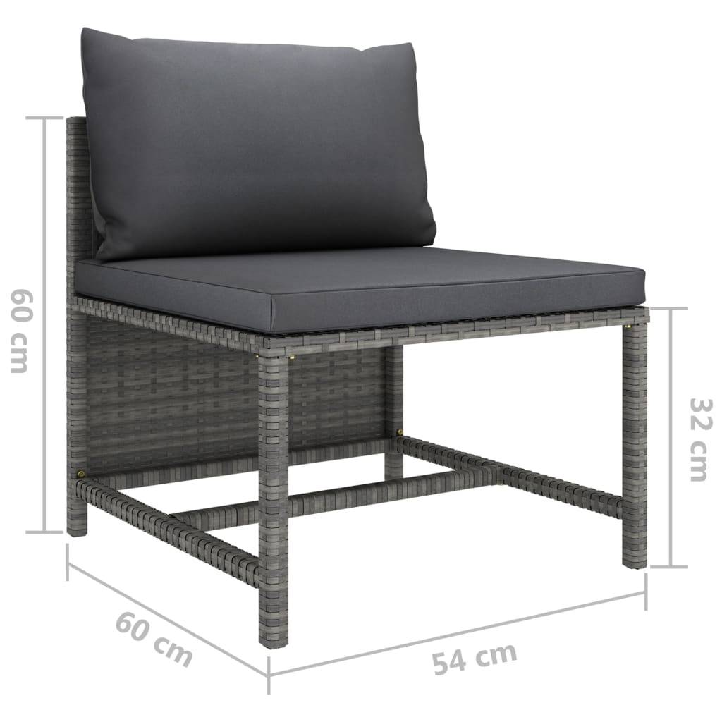 vidaXL 10-tlg. Garten-Lounge-Set mit Kissen Poly Rattan Grau