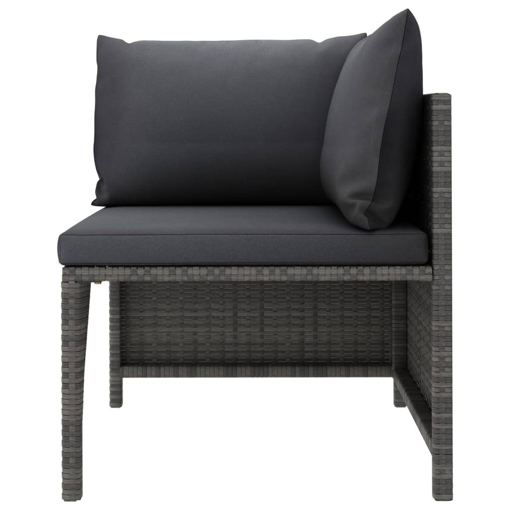 vidaXL 5-tlg. Garten-Sofagarnitur mit Auflagen Grau Poly Rattan
