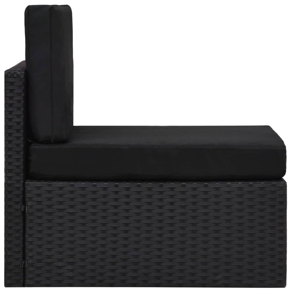 vidaXL 6-tlg. Garten-Lounge-Set mit Kissen Schwarz Poly Rattan