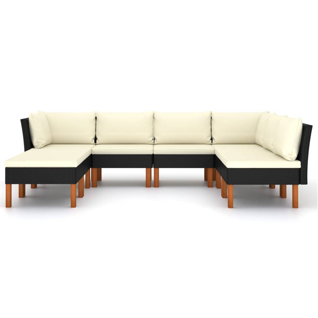 vidaXL 8-tlg. Garten-Lounge-Set mit Kissen Poly Rattan Schwarz