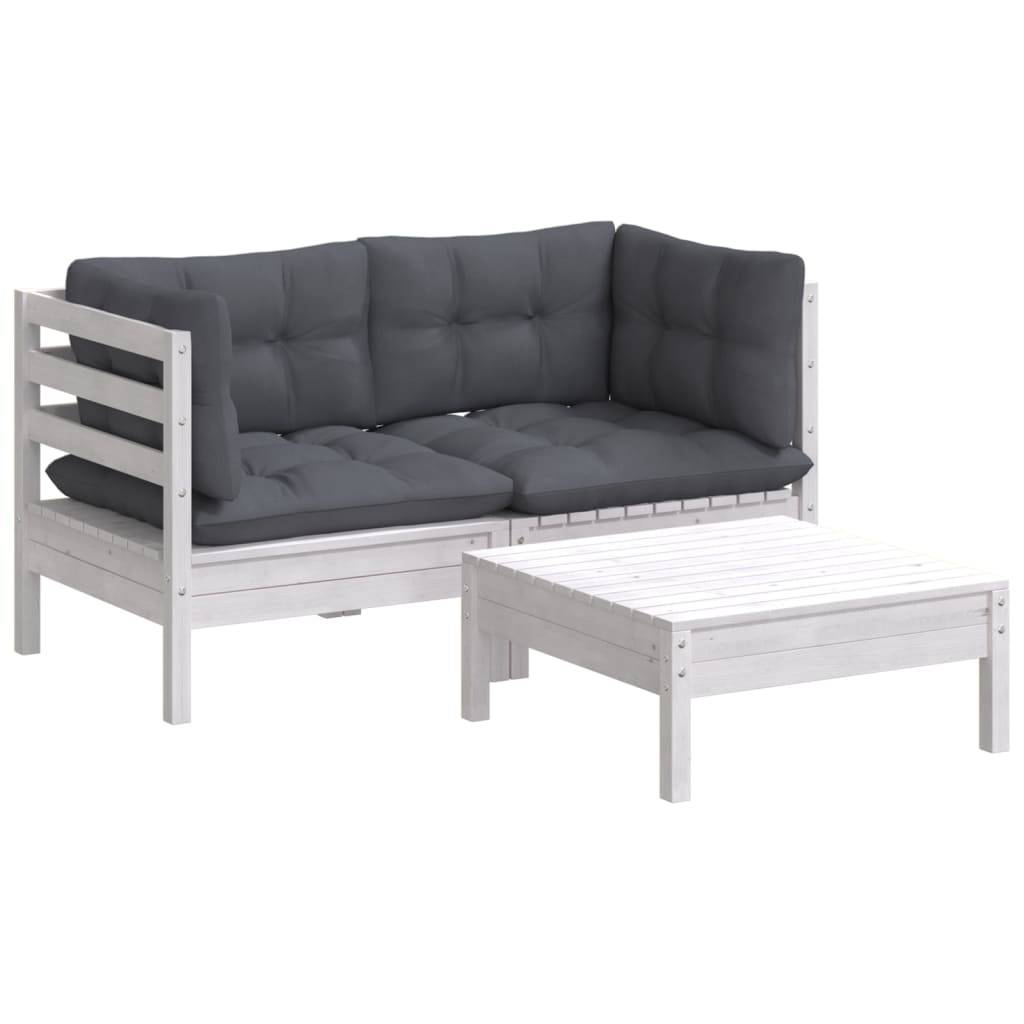 vidaXL 3-tlg. Garten-Lounge-Set mit Anthrazit Kissen Kiefernholz