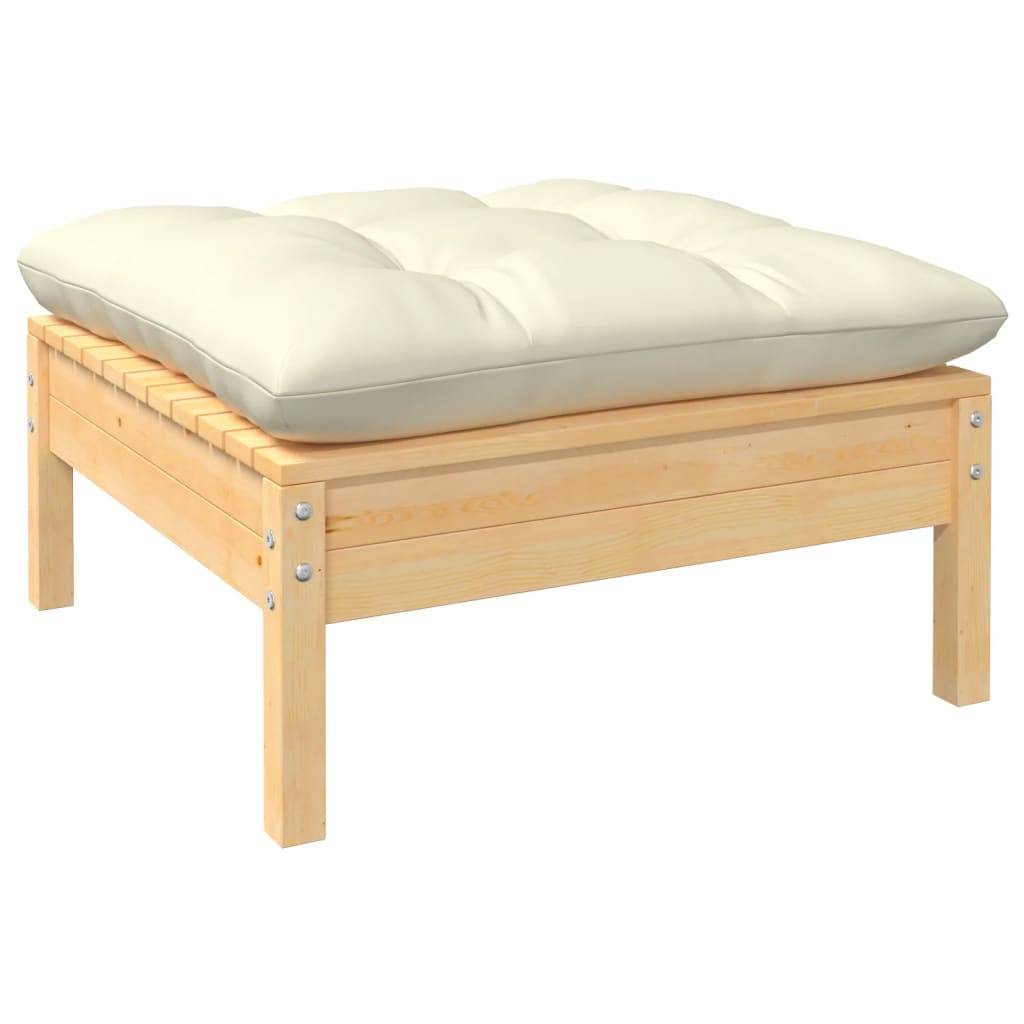 vidaXL Gartensofa 2-Sitzer mit Kissen in Creme Massivholz Kiefer