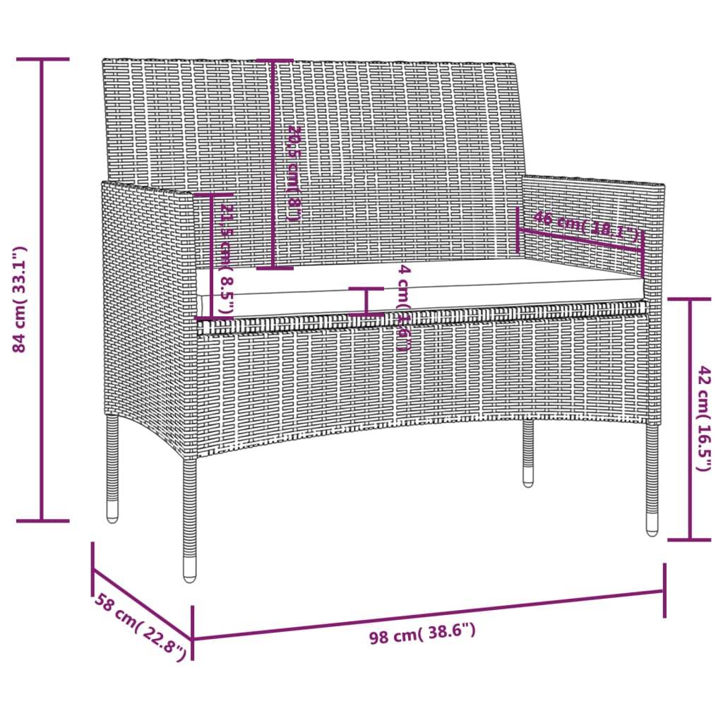 vidaXL 16-tlg. Garten-Lounge-Set mit Auflagen Poly Rattan Schwarz