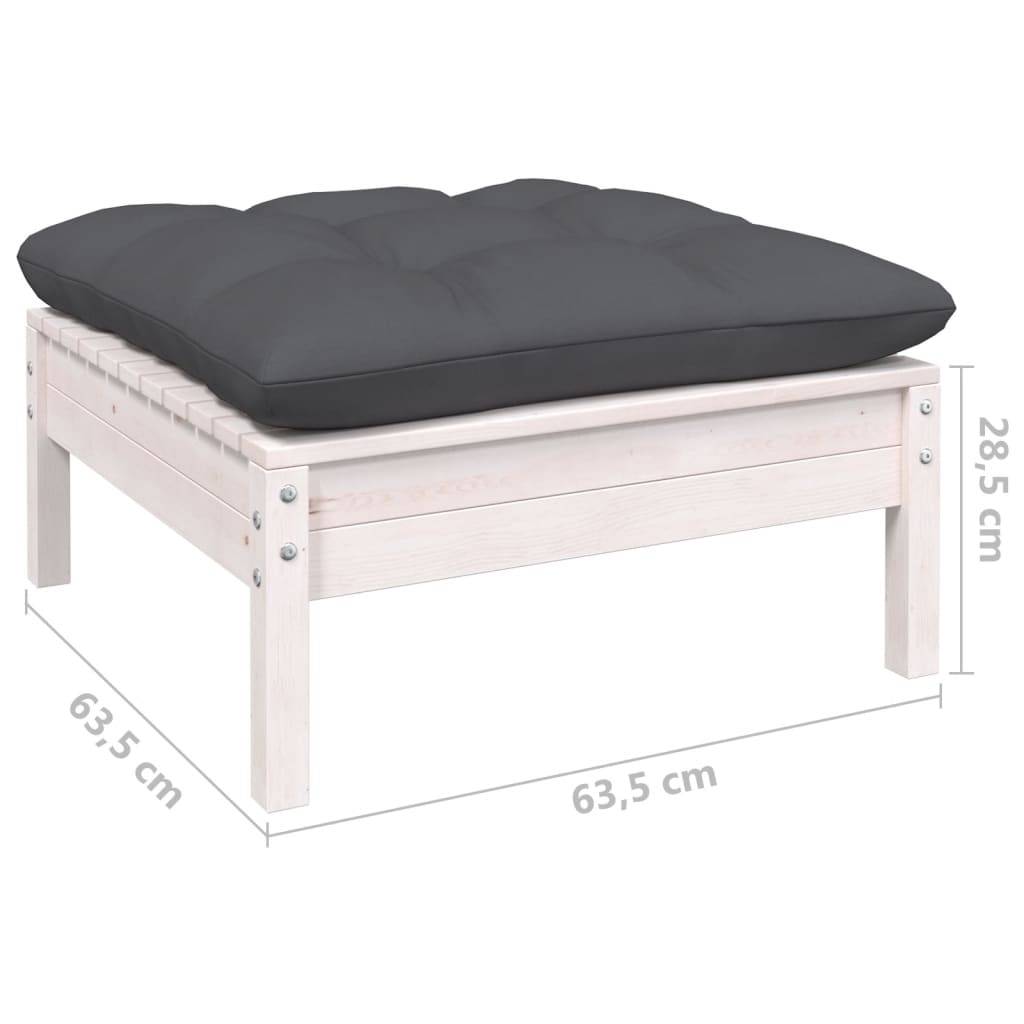 vidaXL 12-tlg. Garten-Lounge-Set mit Kissen Weiß Kiefernholz