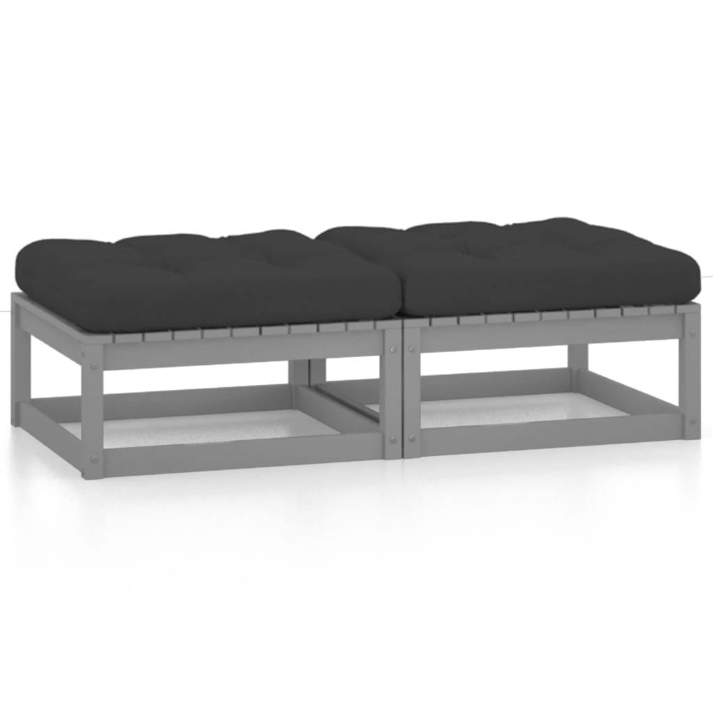 vidaXL Gartenhocker mit Kissen 2 Stk. Massivholz Kiefer