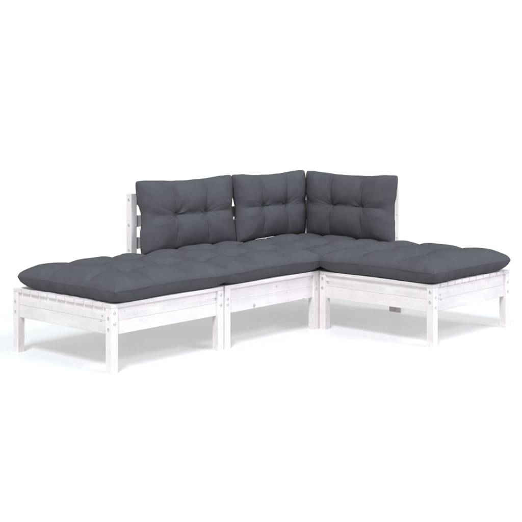 vidaXL 4-tlg. Garten-Lounge-Set mit Kissen Kiefer Massivholz