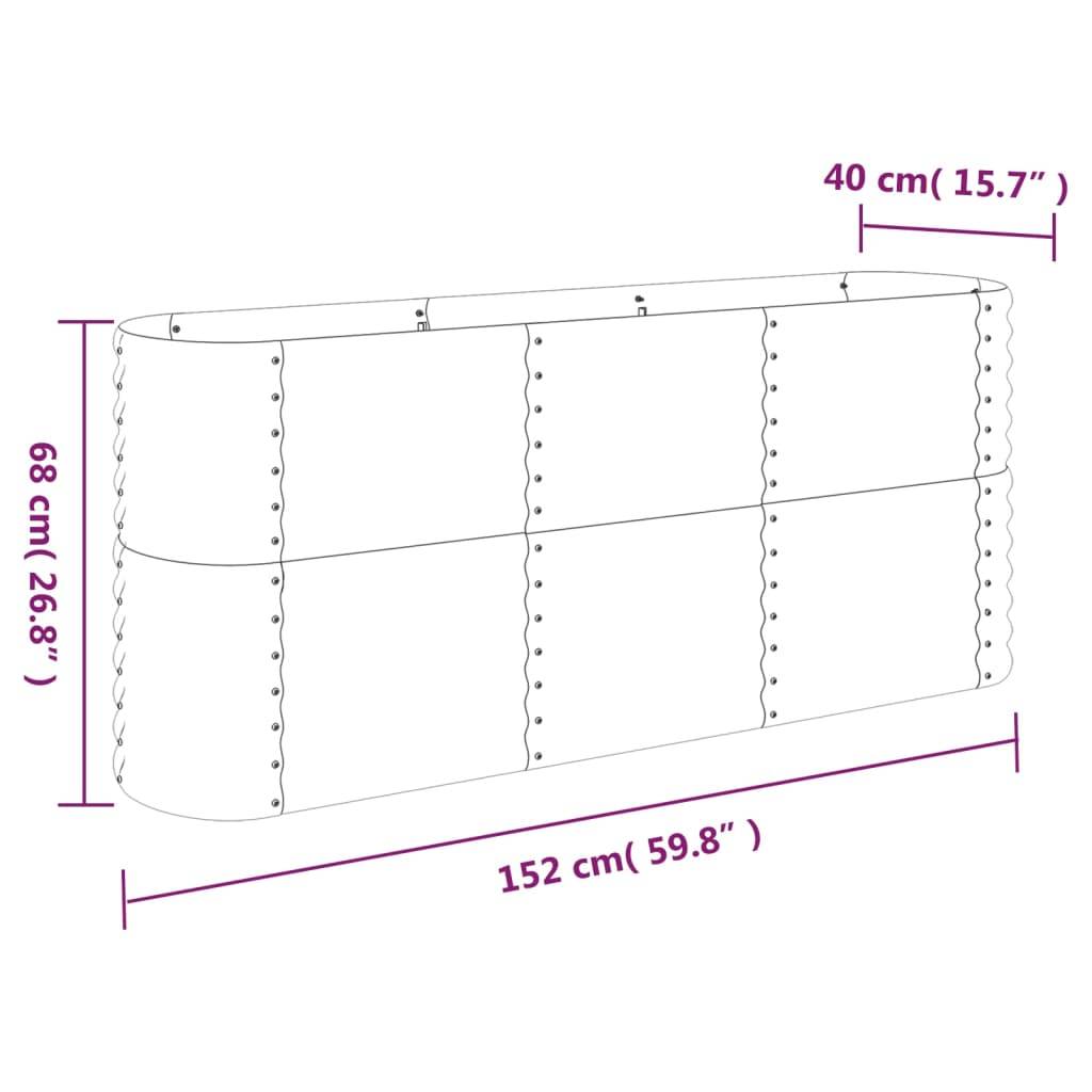 vidaXL Hochbeet Pulverbeschichteter Stahl 152x40x68 cm Braun