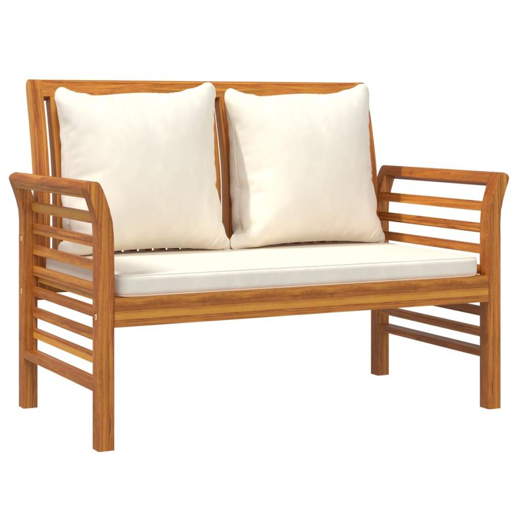 vidaXL 2-tlg. Garten-Lounge-Set mit Cremeweißen Kissen Massivholz