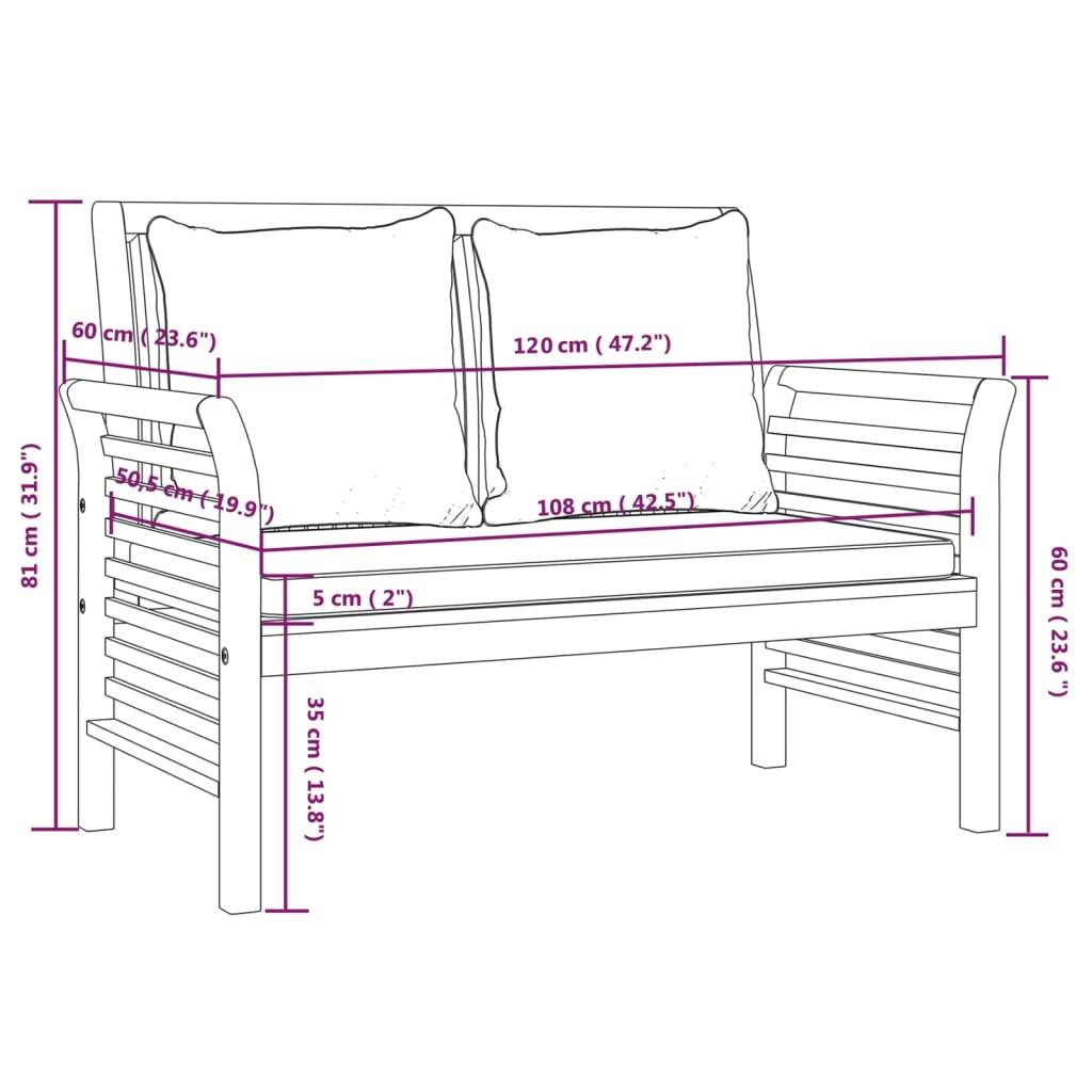 vidaXL 2-tlg. Garten-Lounge-Set mit Dunkelgrauen Kissen Massivholz