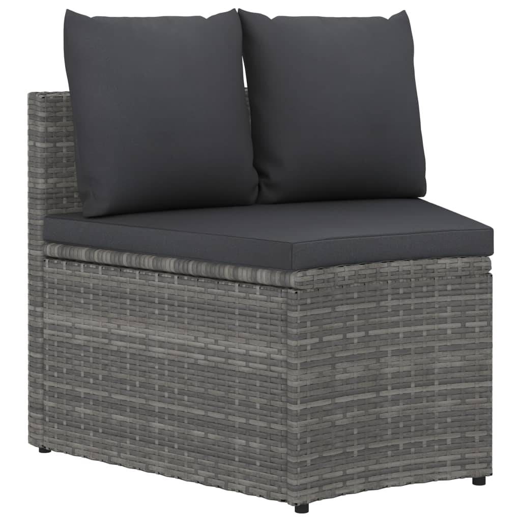 vidaXL 9-tlg. Garten-Sofagarnitur mit Auflagen Poly Rattan Grau