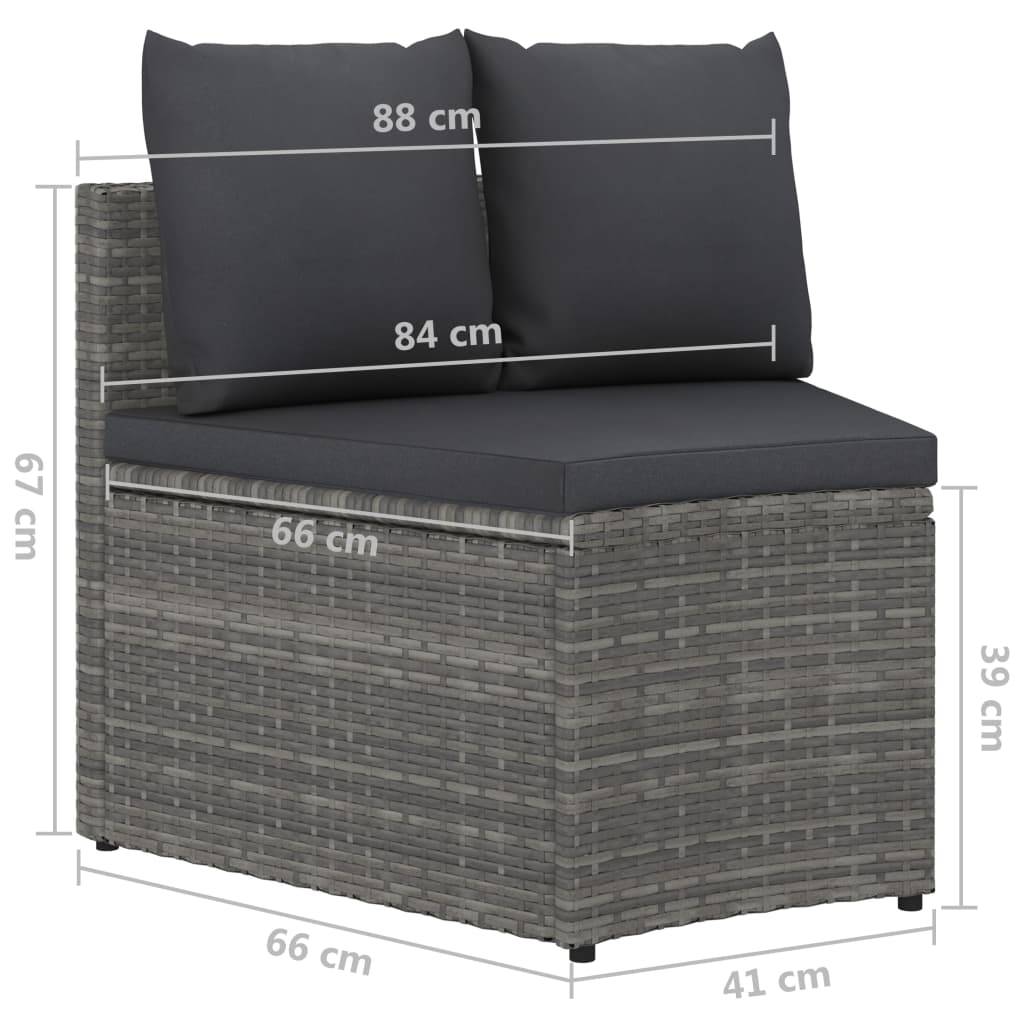vidaXL 6-tlg. Garten-Sofagarnitur mit Auflagen Poly Rattan Grau