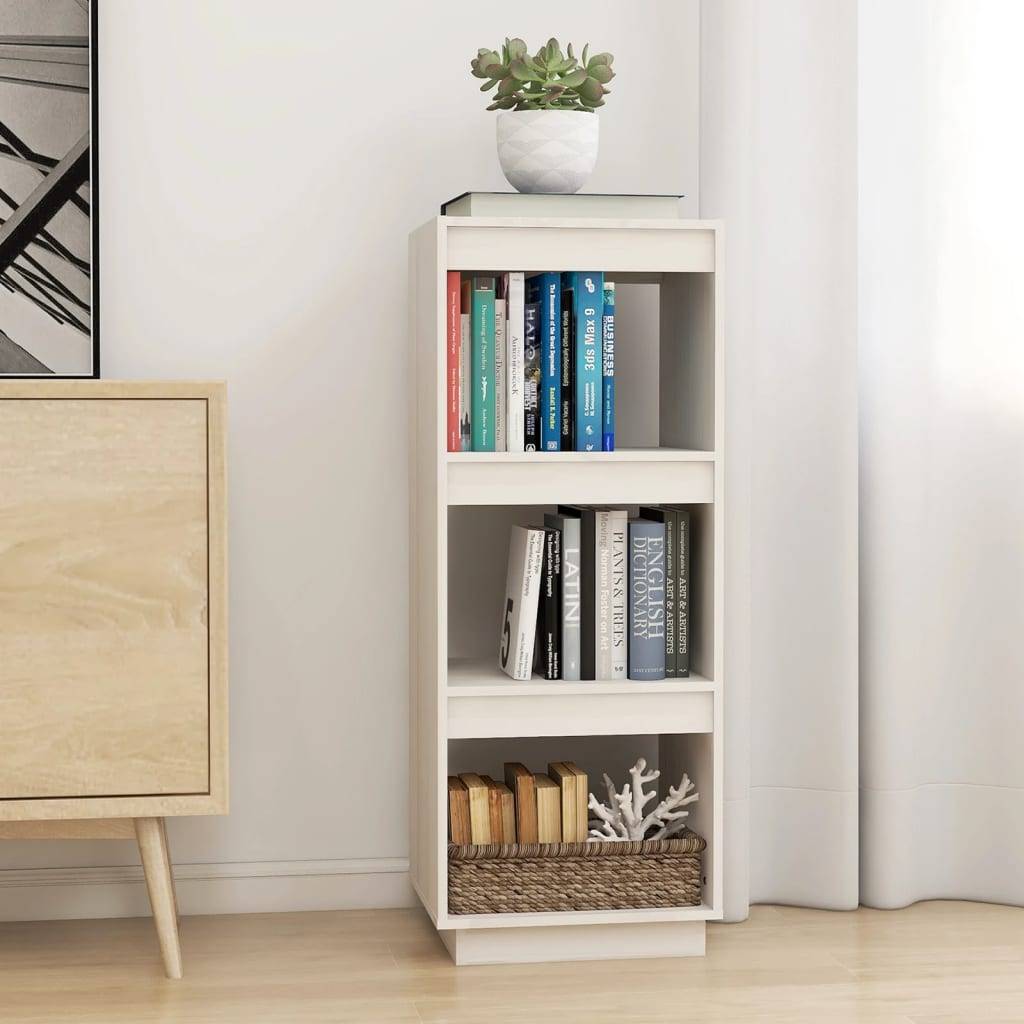 vidaXL Bücherregal/Raumteiler Weiß 40x35x103 cm Massivholz Kiefer