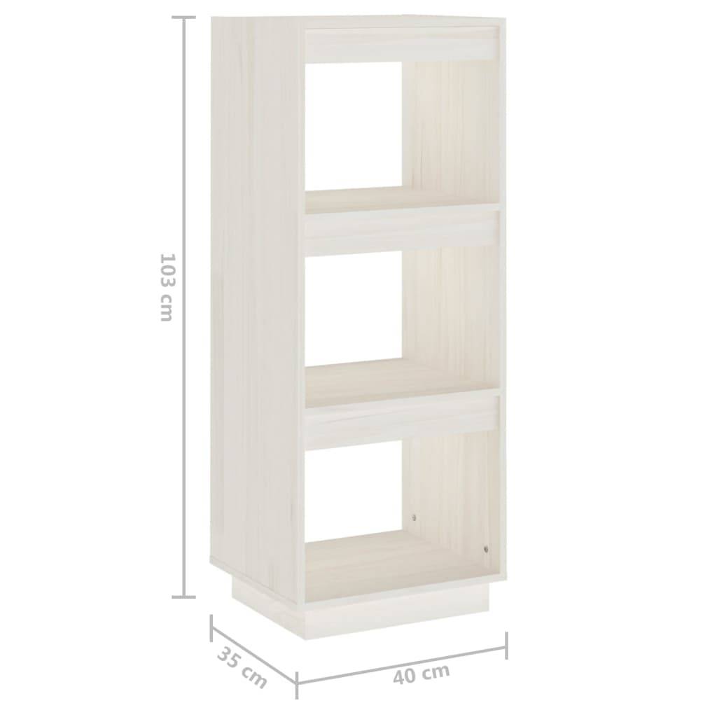 vidaXL Bücherregal/Raumteiler Weiß 40x35x103 cm Massivholz Kiefer