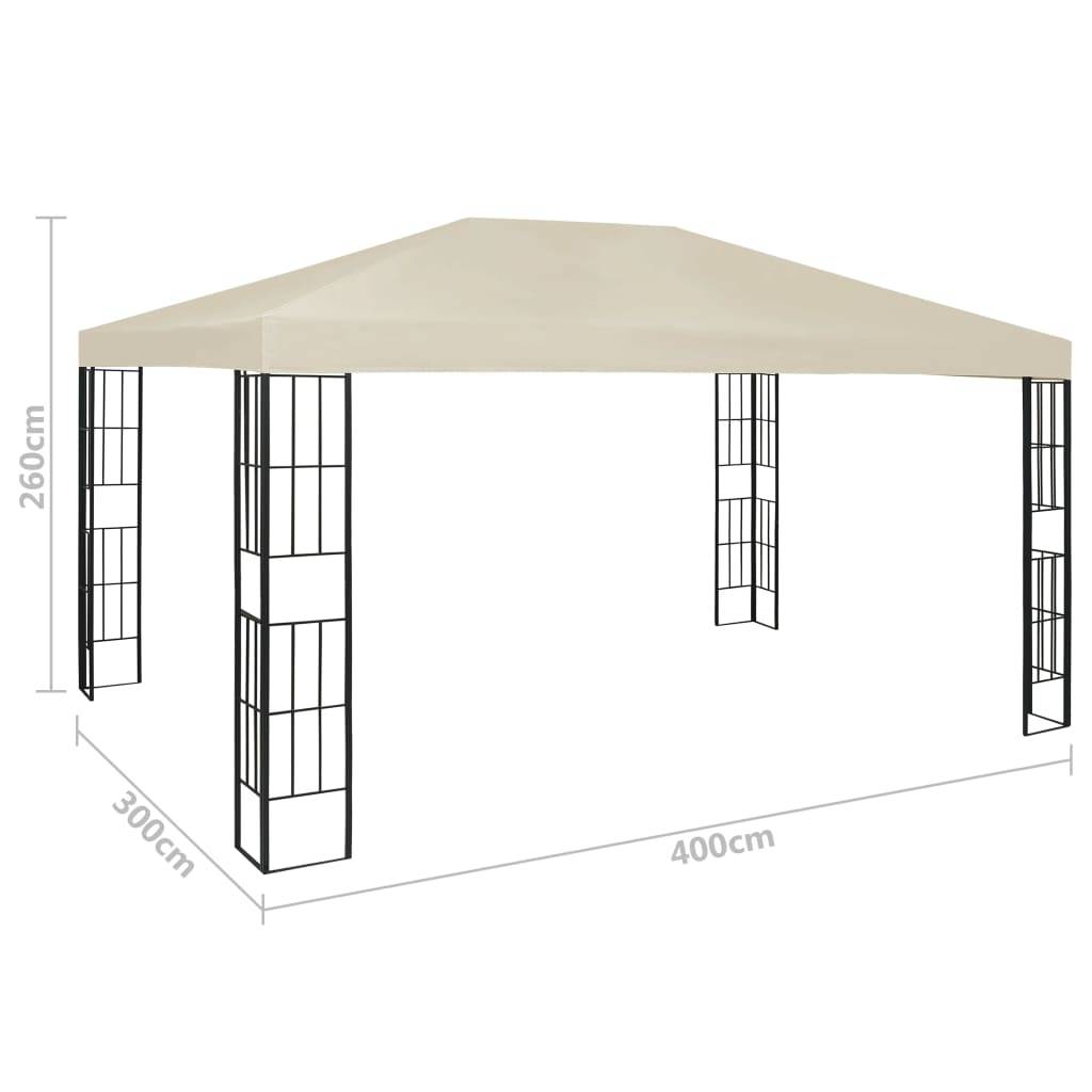 vidaXL Pavillon mit LED-Lichterkette 3x4 m Cremeweiß