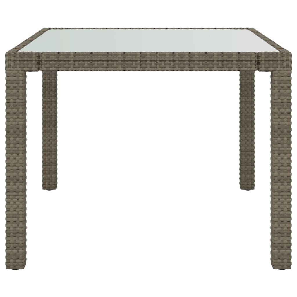 vidaXL Gartentisch 90x90x75 cm Gehärtetes Glas Poly Rattan Grau