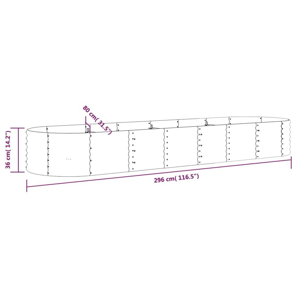 vidaXL Hochbeet Pulverbeschichteter Stahl 296x80x36 cm Grau
