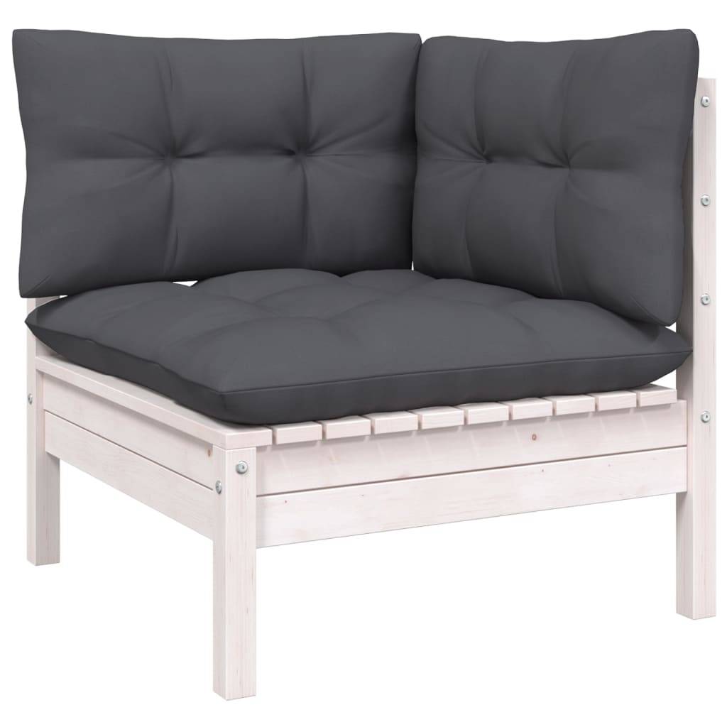 vidaXL 12-tlg. Garten-Lounge-Set mit Kissen Weiß Kiefernholz
