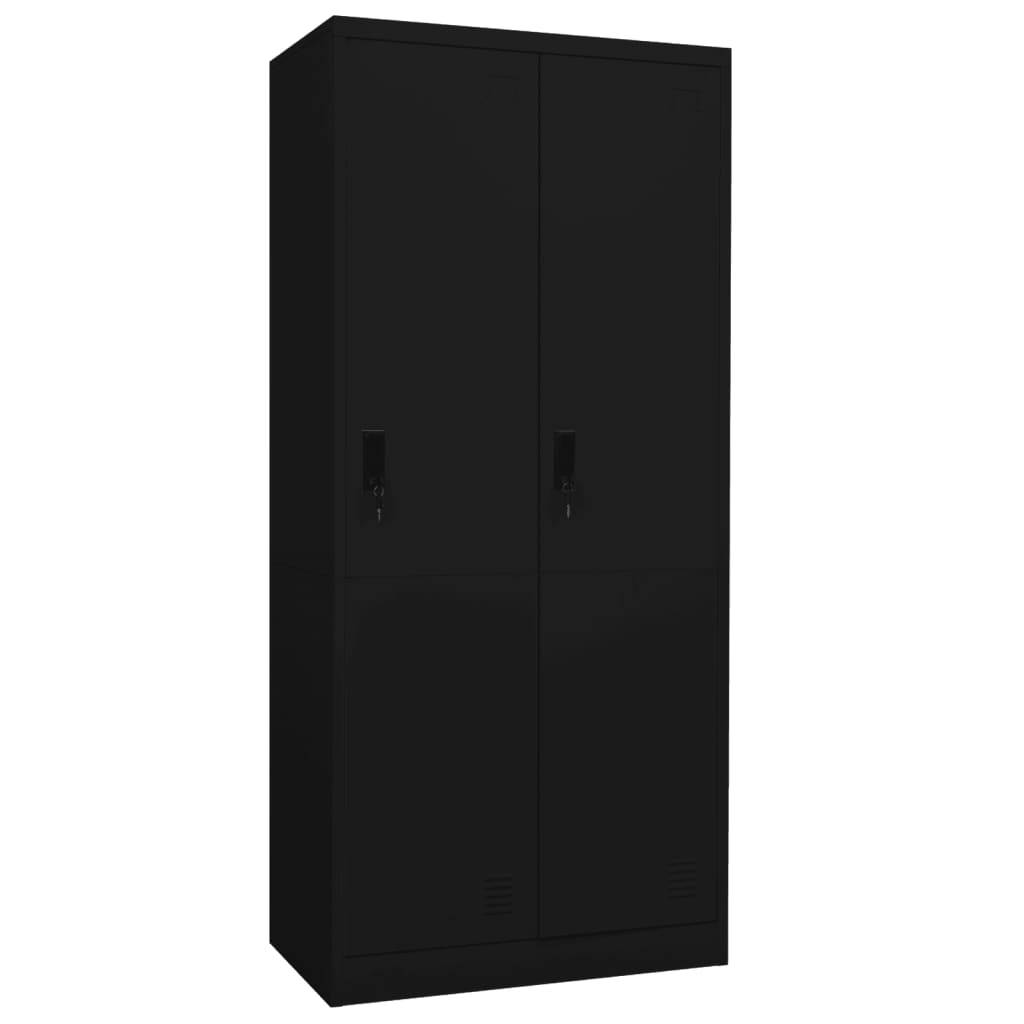 vidaXL Kleiderschrank Schwarz 80x50x180 cm Stahl