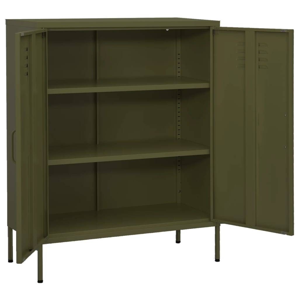 vidaXL Beistellschrank Olivgrün 80x35x101,5 cm Stahl