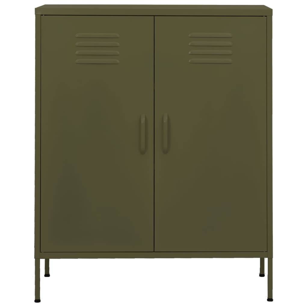 vidaXL Beistellschrank Olivgrün 80x35x101,5 cm Stahl