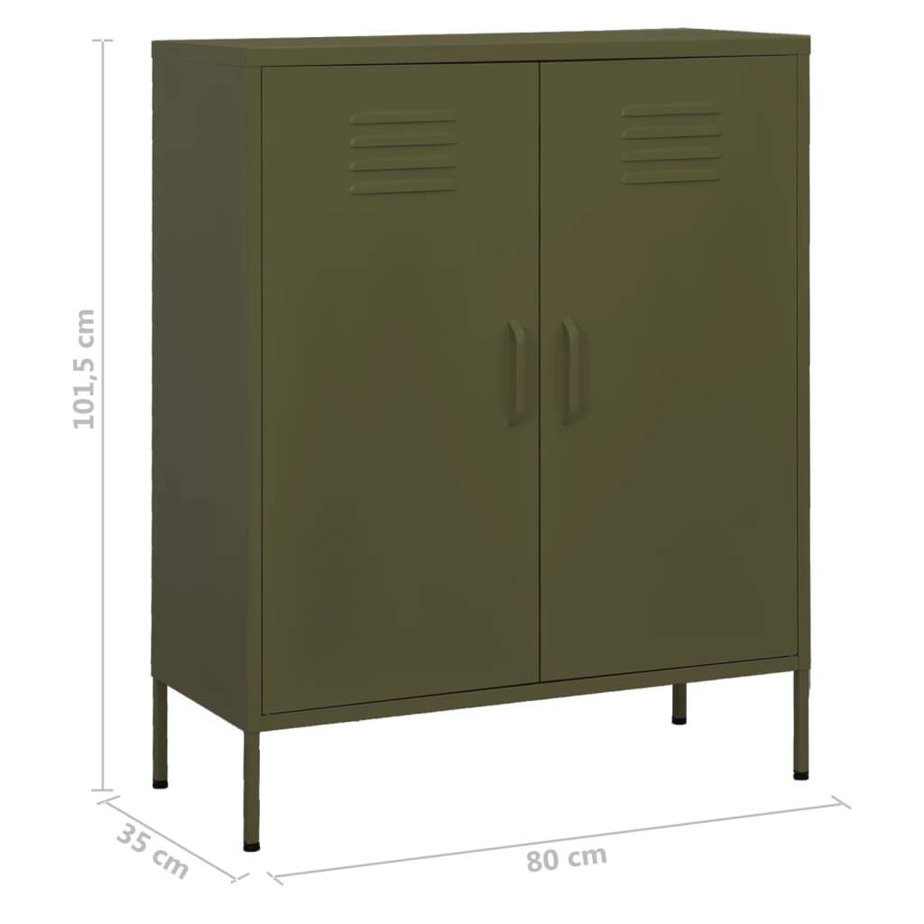 vidaXL Beistellschrank Olivgrün 80x35x101,5 cm Stahl