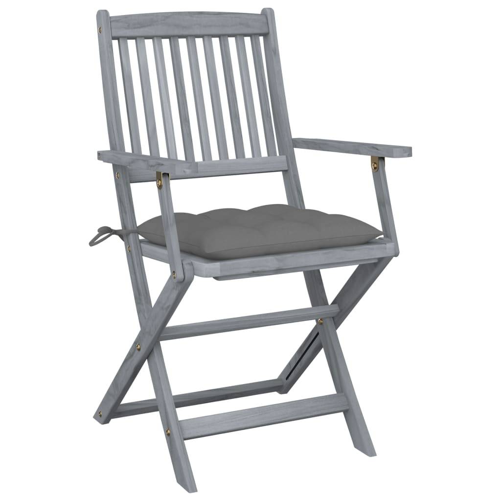 vidaXL Klappbare Gartenstühle 2 Stk. mit Kissen Massivholz Akazie