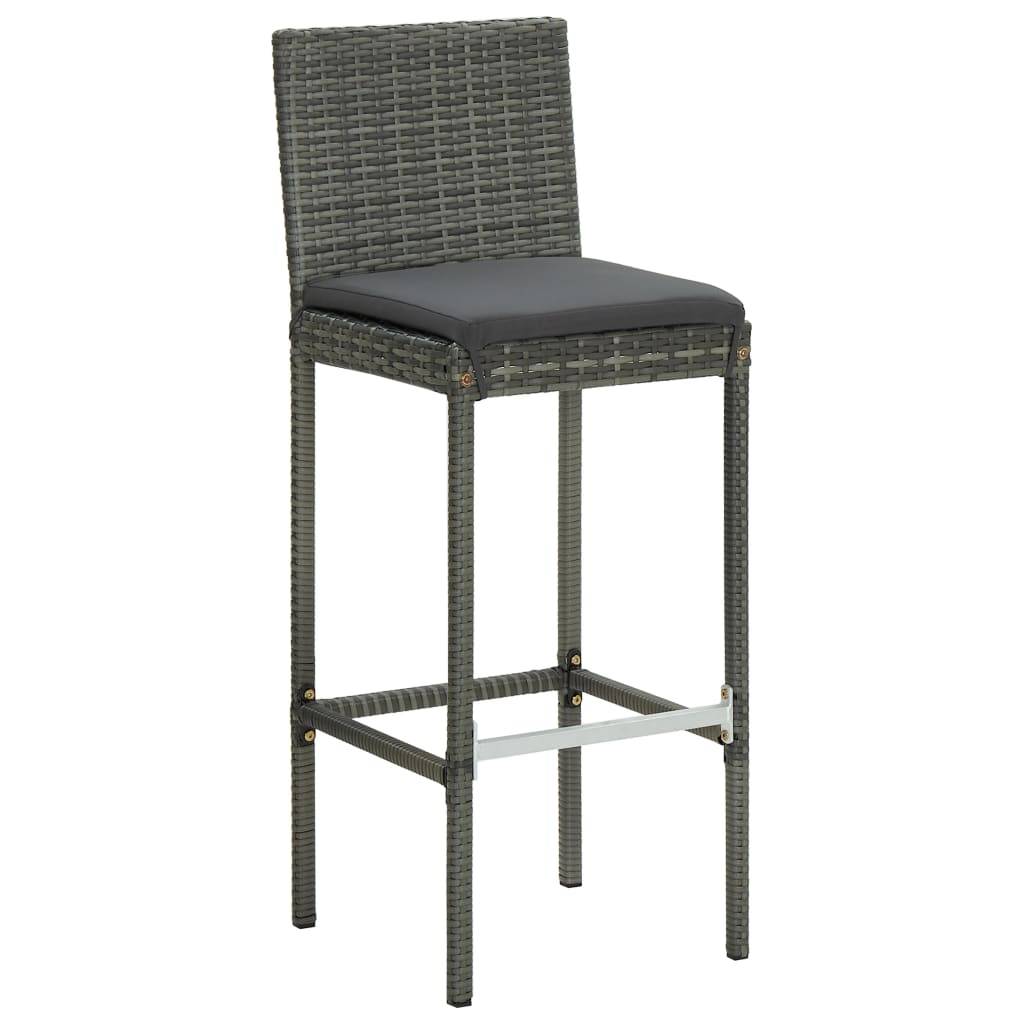vidaXL 7-tlg. Gartenbar-Set mit Kissen Poly Rattan Grau