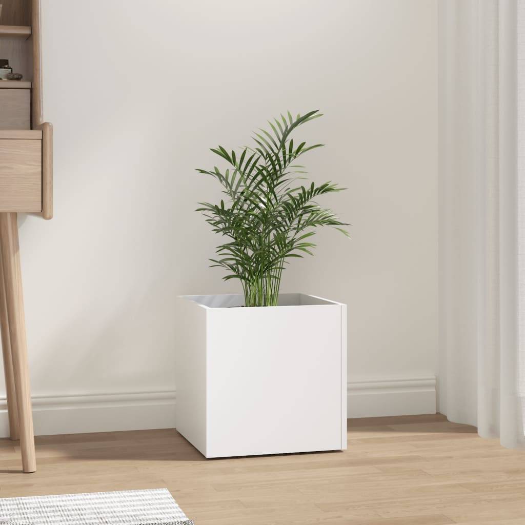 vidaXL Pflanzgefäß Weiß 40x40x40 cm Holzwerkstoff