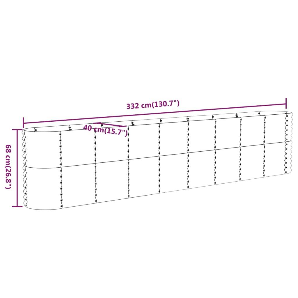 vidaXL Hochbeet Pulverbeschichteter Stahl 332x40x68 cm Anthrazit