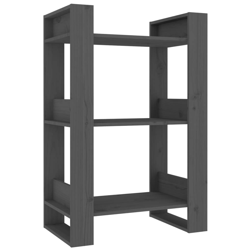 vidaXL Bücherregal/Raumteiler Grau 60x35x91 cm Massivholz Kiefer