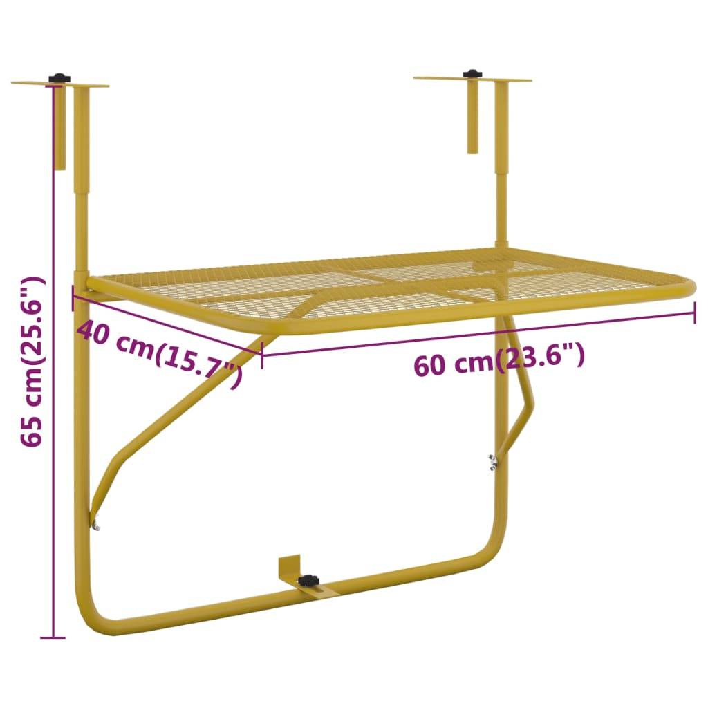 vidaXL Balkontisch Golden 60x40 cm Stahl