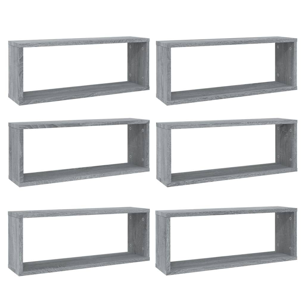 vidaXL Würfelregale 6 Stk. Grau Sonoma 60x15x23 cm Holzwerkstoff