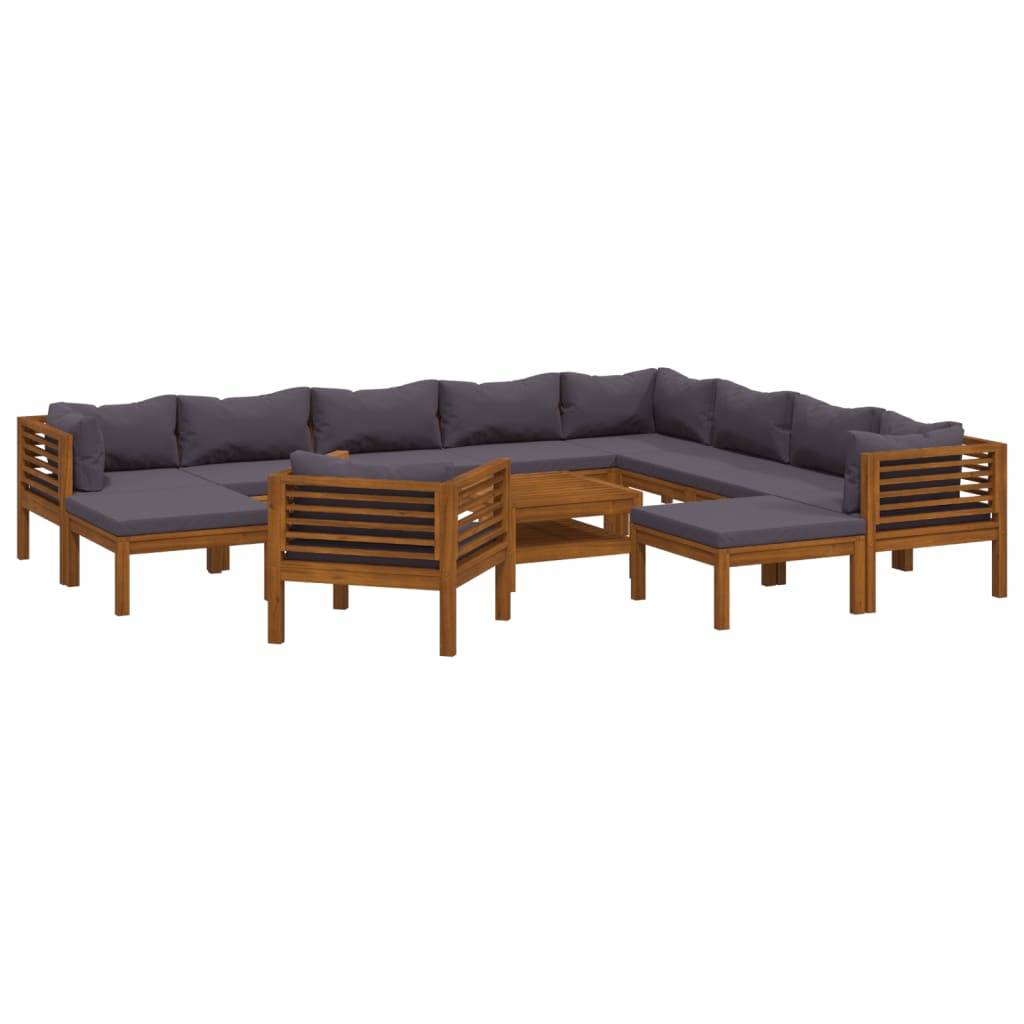 vidaXL 12-tlg. Garten-Lounge-Set mit Auflage Massivholz Akazie