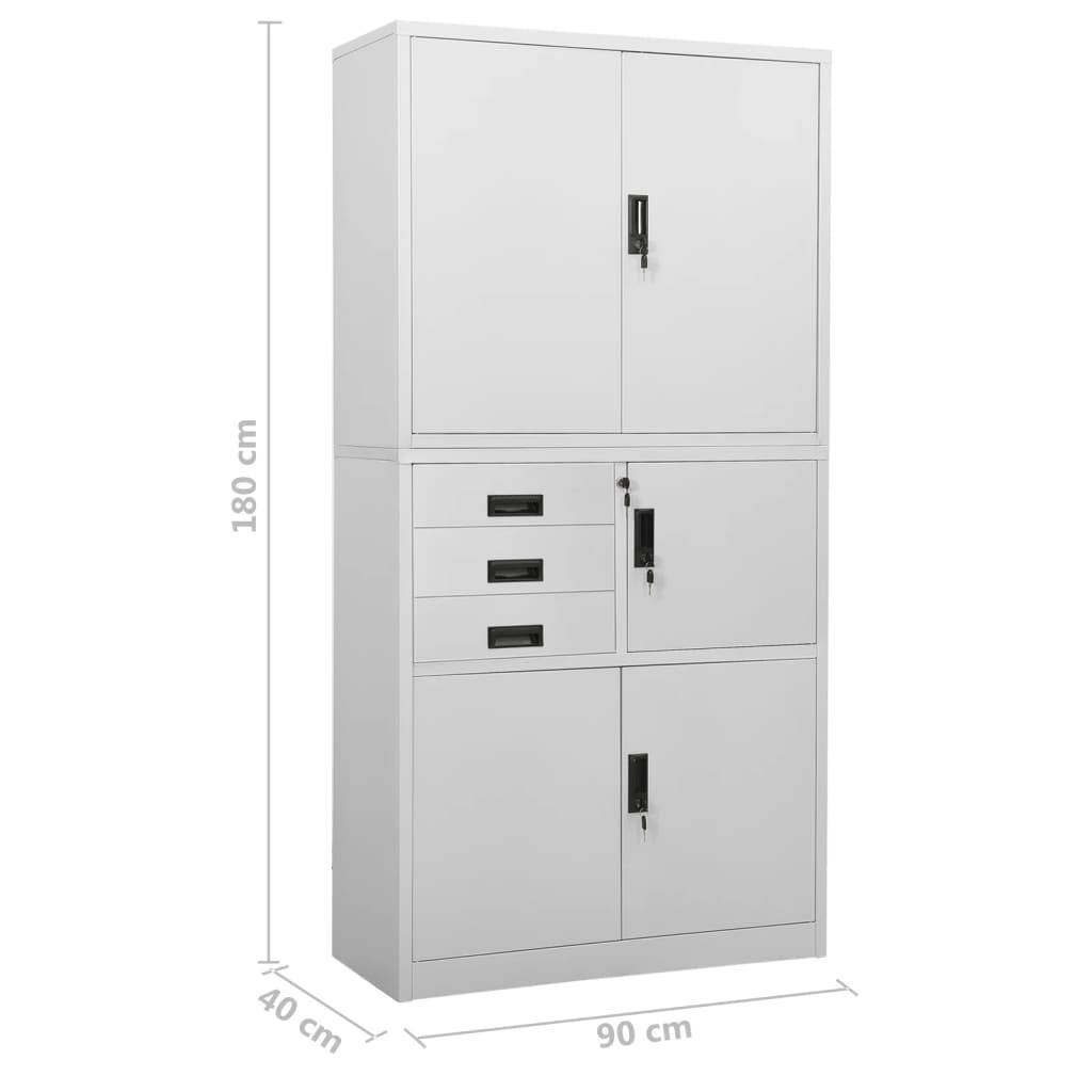 vidaXL Büroschrank Hellgrau 90x40x180 cm Stahl