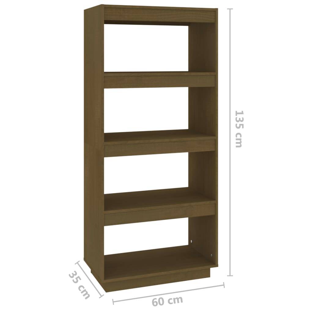 vidaXL Bücherregal/Raumteiler Honigbraun 60x35x135 Massivholz Kiefer