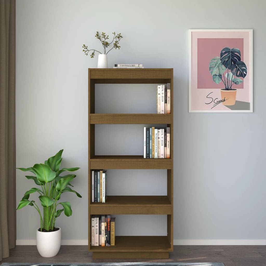 vidaXL Bücherregal/Raumteiler Honigbraun 60x35x135 Massivholz Kiefer