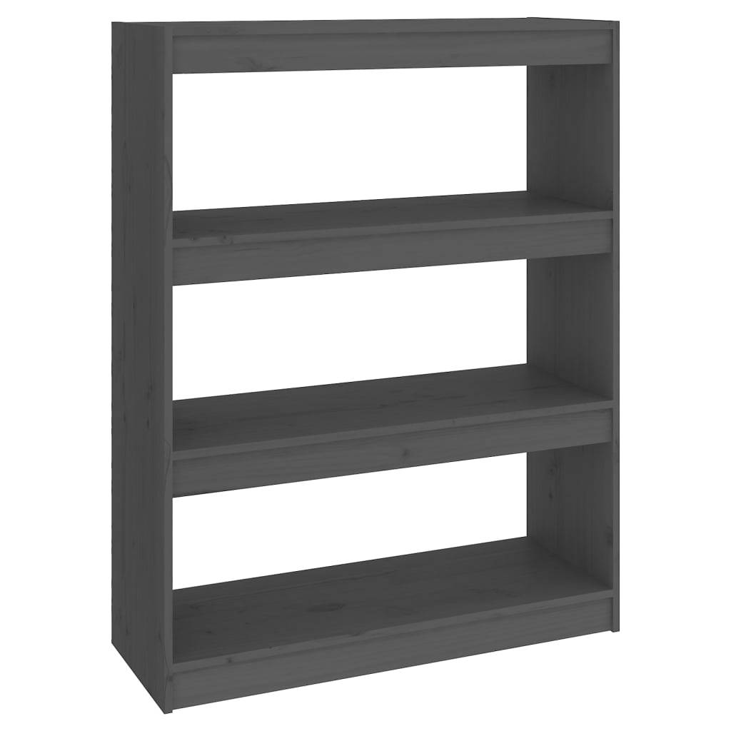 vidaXL Bücherregal/Raumteiler Grau 80x30x103,5 cm Massivholz Kiefer